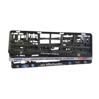 Nummerpladerammer og prøvepladeetuier