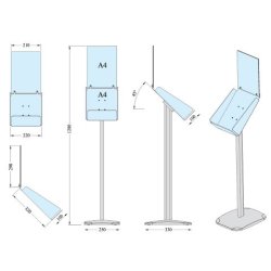 Brochureholder Vertikal - Model Expo med info-top