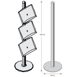 Brochureholder Enkeltsidet med 3 hylder  Model Multistand 5 Alu/Akryl