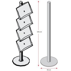 Brochureholder enkeltsidet med 4 stlhylder  Model Multistand 7
