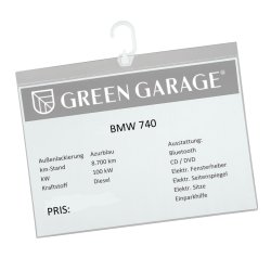 Prisbladholder akryl med bredformat A4 - inkl. sugekop og krog