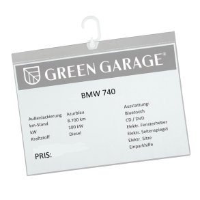 Prisbladholder akryl med bredformat A4 - inkl. sugekop og krog