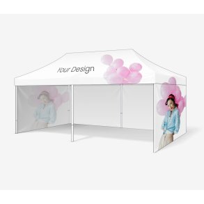 Popup telt 3x6 meter PRO, med 3 sider - inkl. full digital utskrift