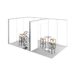 Messestand L-formet Zen 3x5 m - inkl. trykk